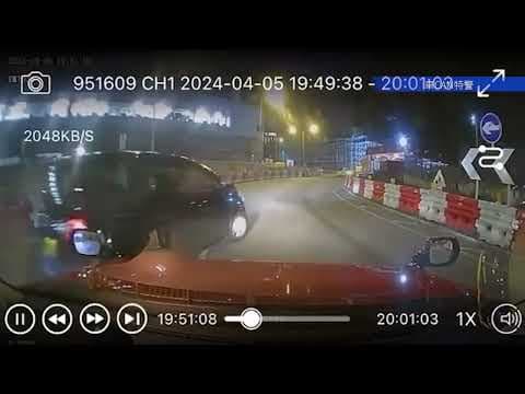 車CAM直擊 - (求車牌) 赤鱲角機場南交匯處 私家車直衝入迴旋處