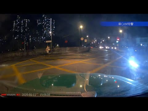 車CAM直擊 - 大埔南運路十字路口 私家車衝燈險攔腰撞的士