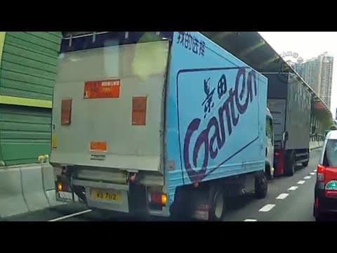 車CAM直擊 - 大埔公路沙田段 貨車從後猛撞的士 三文治