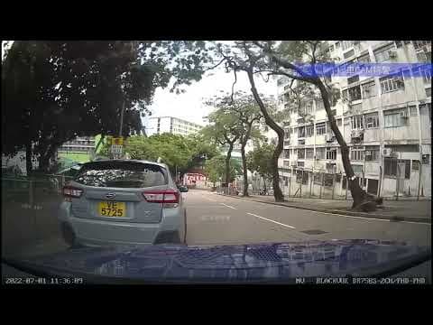 車CAM直擊 - 大坑西路 路邊大樹塌下 出快少少真係俾佢扑中😵