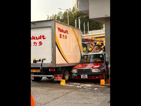 車CAM直擊 - 興發街 的士與貨車相撞 事發經過