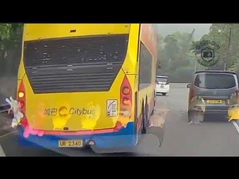 車CAM直擊 - 城巴撞無人駕駛車 東涌迎喜路迴旋處
