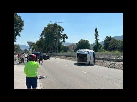 車CAM直擊 - 屏夏路 Tesla 起飛失敗翻側