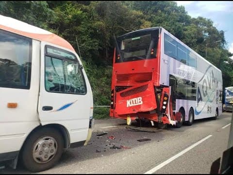 車CAM直擊 - 沙田路巴士旅遊巴相撞　釀9傷1人嚴重