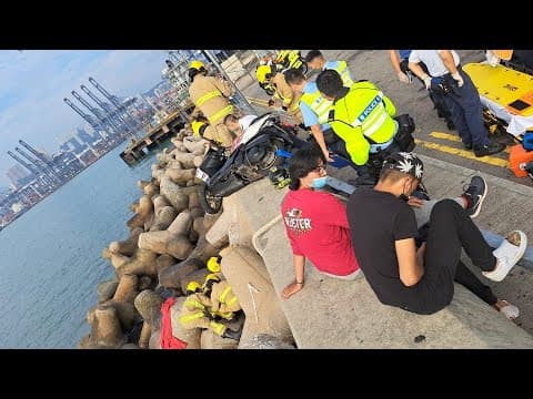 車CAM直擊 - 南亞電單車 直撞青馬觀景點防撞欄 成個飛咗落防波堤