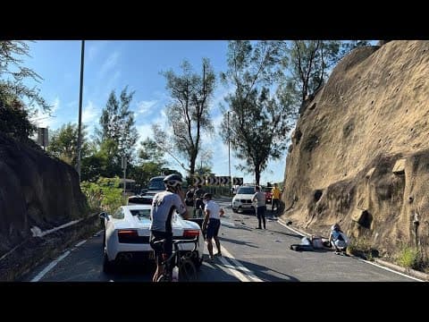 車CAM直擊 - 石澳學牌女鐵騎彎位雙白越線 迎面撼林寶