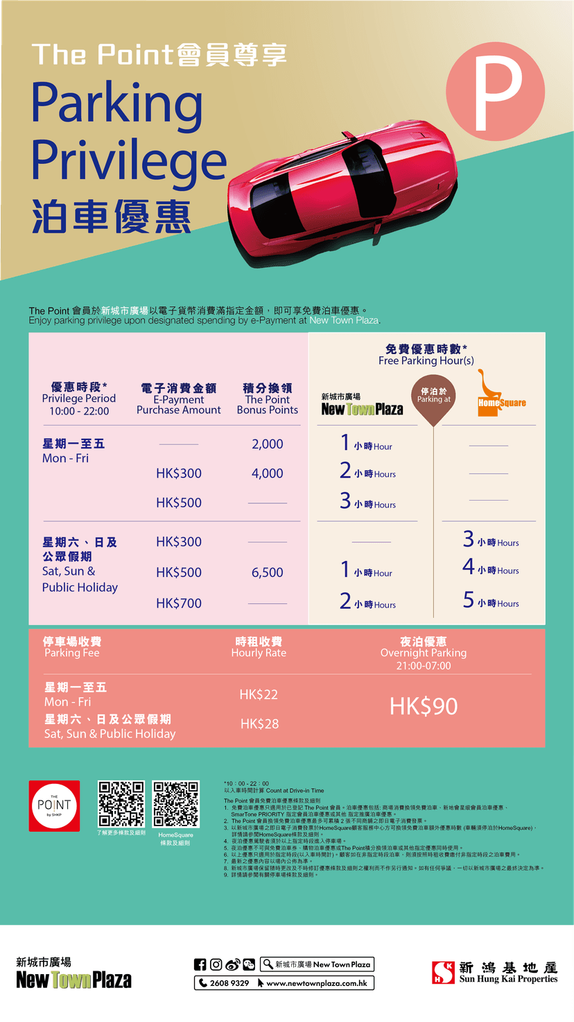 新城市廣場免費泊車優惠
