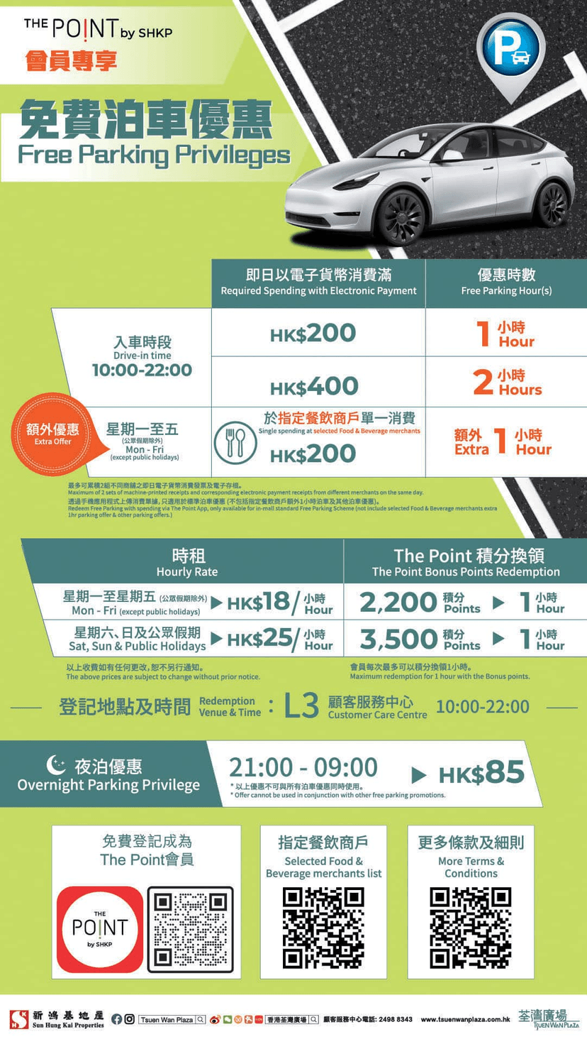 荃灣廣場免費泊車優惠