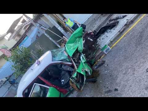 車CAM直擊 - 錦田七人車越線撞的士　的哥昏迷送院不治