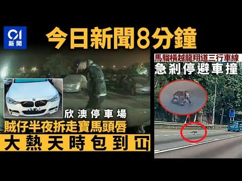 #今日新聞  香港  賊人大熱天時包到冚　半夜拆走寶馬頭唇｜馬騮橫越龍翔道　急剎停避車撞｜01新聞｜車CAM｜猴子｜何詩蓓｜江旻憓｜沙田茵餐廳｜日圓｜2024年8月6日 #hongkongnews