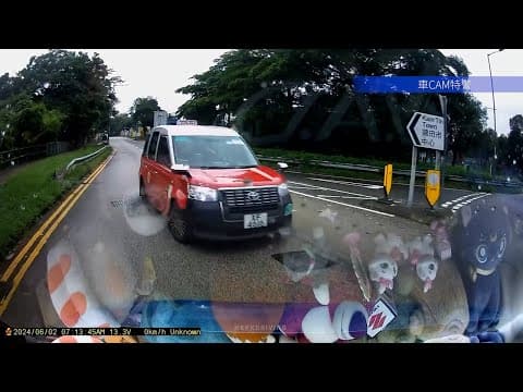 車CAM直擊 - 轉角遇的士逆線入迴旋處 精神為之一振 XF4616
