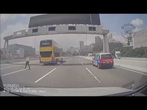 車CAM直擊 - (另一角度) 青葵公路九巴撞工程車 事發一刻