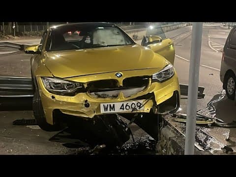 車CAM直擊 - 錦田迴旋處 寶馬追撞交通意外 事發一刻