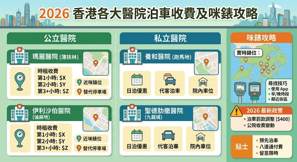 香港各大醫院泊車收費及咪錶攻略 2026